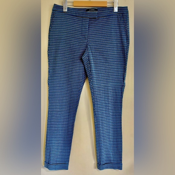 Le Château| Jacquard Blue and Tan Houndstooth Trouser Pants Sz 8 - Picture 7 of 8